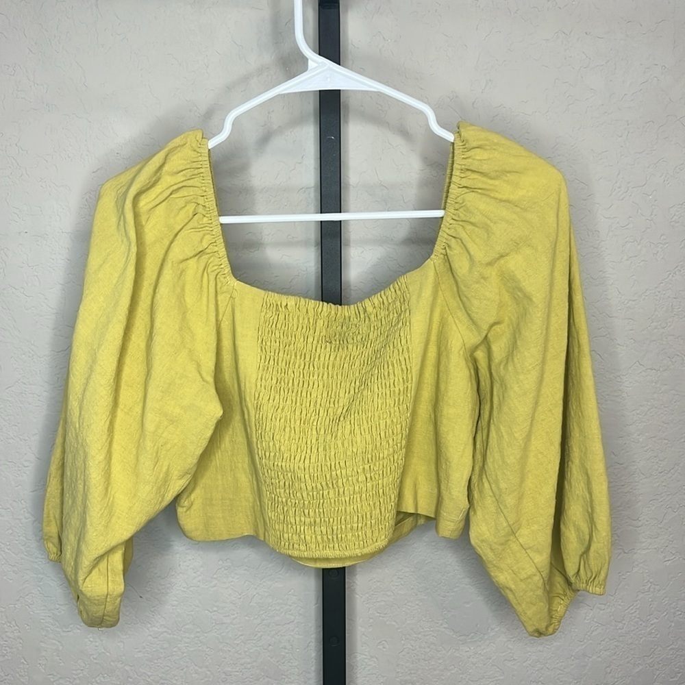 151 - Urban Outfitters NWT Lime Green Long Sleeve Crop Top, Size Large - Picture 6 of 7